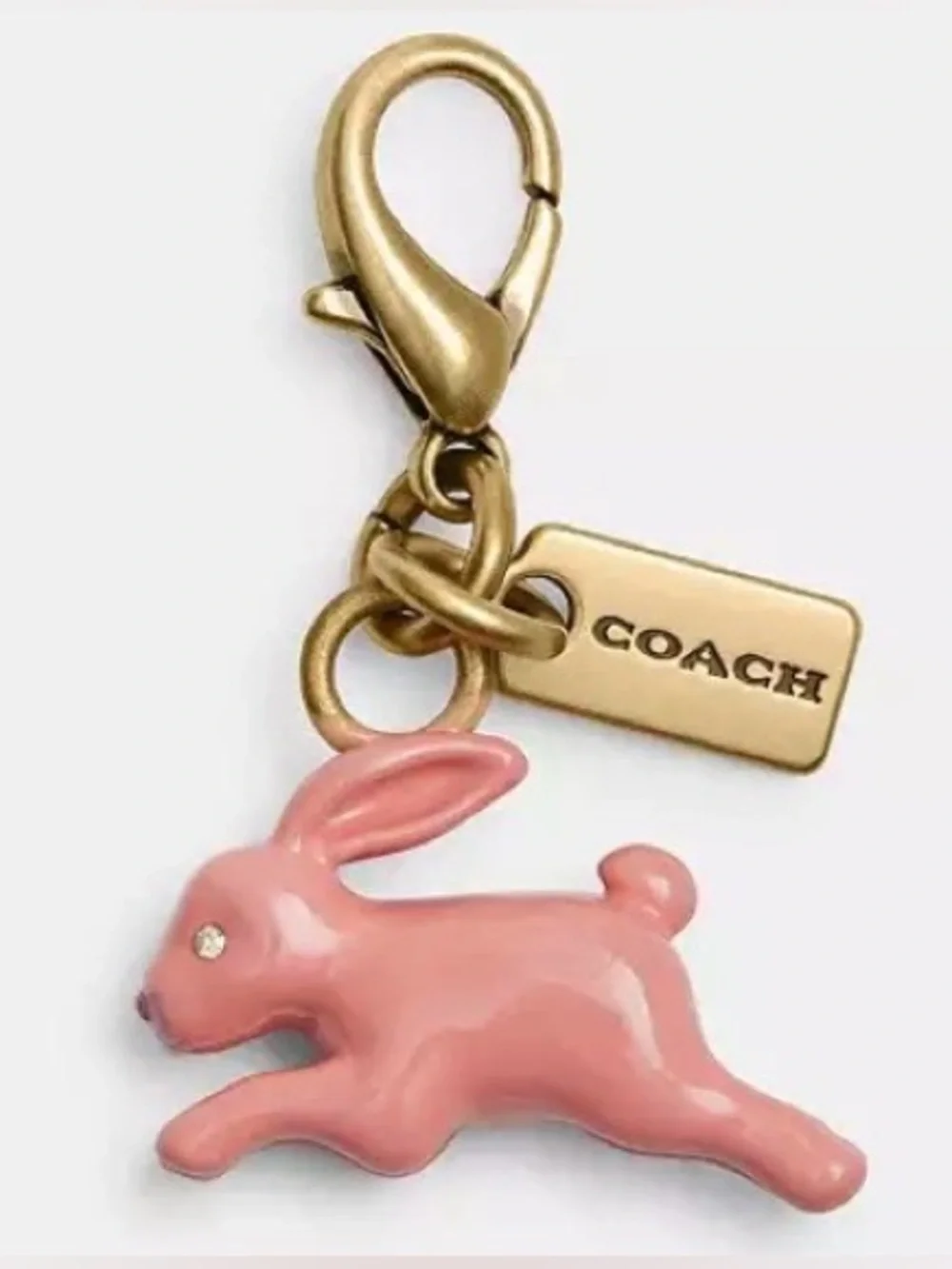 Coach Mini Charm Pink Bunny Rabbit w/Brass DIY Charm CCX74